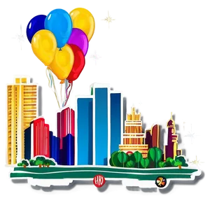 Las Vegas Skyline With Balloons PNG Ljo PNG