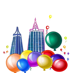 Las Vegas Skyline With Balloons Png Wut PNG image