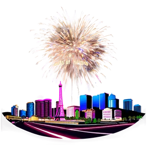 Las Vegas Skyline With Fireworks PNG Ebk