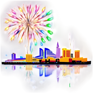 Las Vegas Skyline With Fireworks PNG Mfr