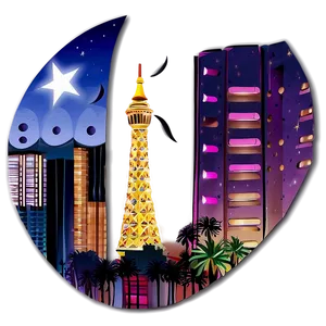 Las Vegas Skyline With Moon PNG Kjo