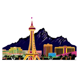 Las Vegas Skyline With Mountains PNG Hww