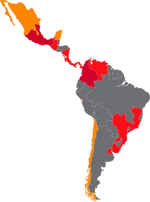 Latin America Map Venezuela Highlighted PNG