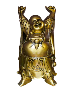 Laughing Buddha Statue Golden PNG image