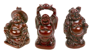 Laughing Buddha Statuettes Set PNG image