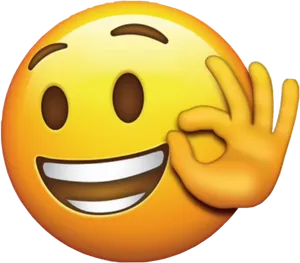 Laughing Emoji With Hand Gesture PNG image