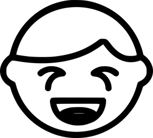Laughing Face Emoji Line Art PNG image