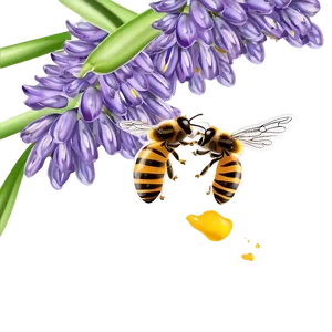 Lavender And Bees Scene Png Imj33 PNG image