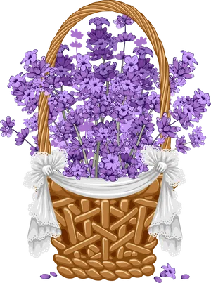 Lavender Basket Illustration PNG