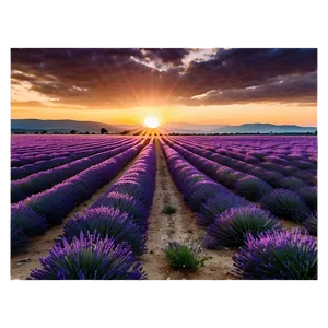 Lavender Field At Sunrise Photo PNG 05212024