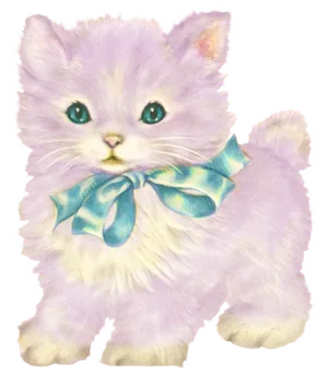 Lavender Kitten Blue Bow PNG