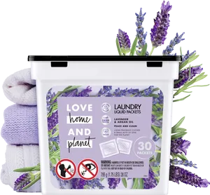 Lavender Laundry Pods Product Presentation PNG image
