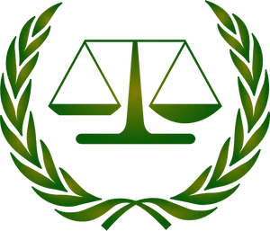 Law Scalewith Laurel Wreath Graphic PNG image