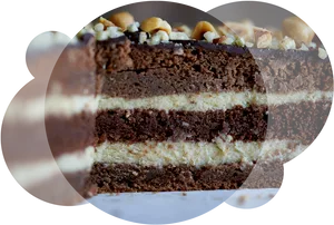 Layered Chocolate Cakewith Nuts PNG image
