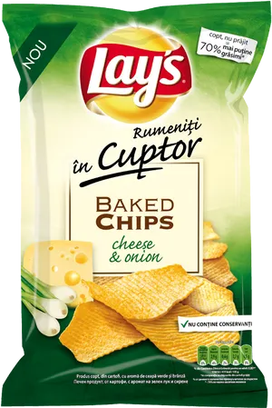 Lays Baked Cheese Onion Chips Package PNG image