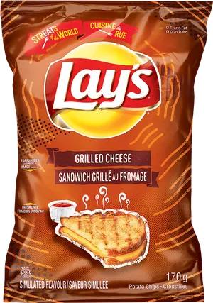 Lays Grilled Cheese Flavor Chips Package PNG image