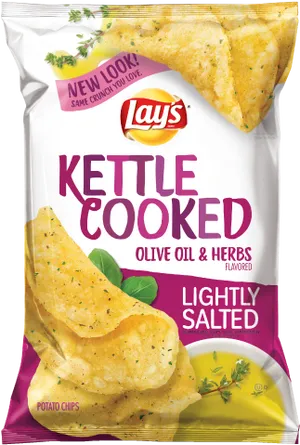 Lays Kettle Cooked Olive Oil Herbs Chips Package PNG image