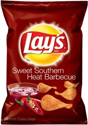 Lays Sweet Southern Heat Barbecue Chips Package PNG image