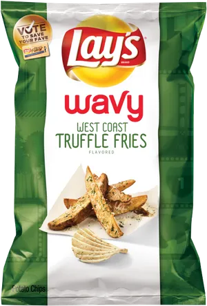 Lays Wavy West Coast Truffle Fries Chips Package PNG image