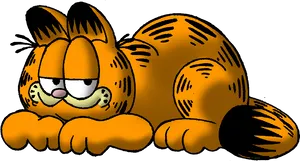 Lazy Orange Cartoon Cat PNG image