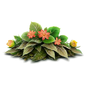 Leaf Pile With Flowers PNG Orq