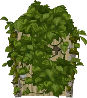 Leafy Camouflage House Vector PNG image
