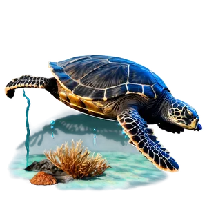 Leatherback Turtle Underwater Scene Png 06292024 PNG image