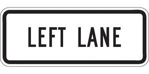 Left Lane Sign Blackand White PNG image