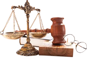 Legal Scale Gavel Books Glasses PNG