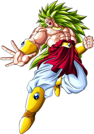 Legendary Super Saiyan Broly Action Pose PNG image