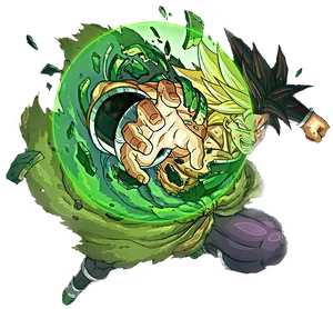 Legendary Super Saiyan Broly Emerging From Energy Barrier PNG