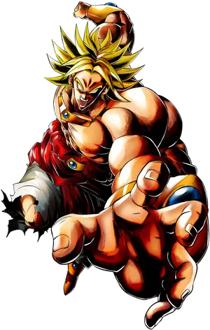 Legendary Super Saiyan Broly Fierce Battle Stance PNG image