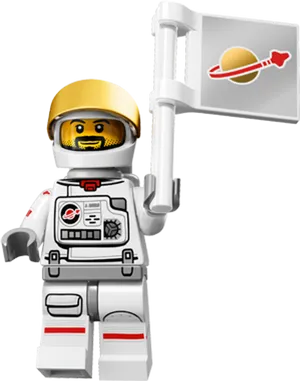 Lego Astronautwith Flag PNG image