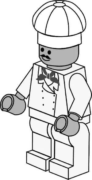 Lego Chef Figure Blackand White PNG image