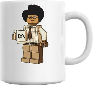 Lego Figurewith Mug Printed Cup PNG image