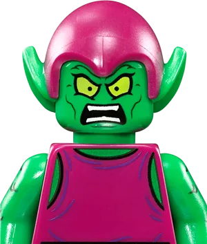 Lego Green Goblin Close Up PNG image