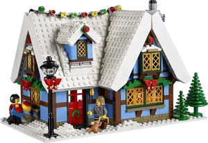 Lego Winter Village Cottage Scene PNG image
