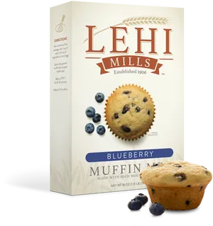 Lehi Mills Blueberry Muffin Mix Box PNG image