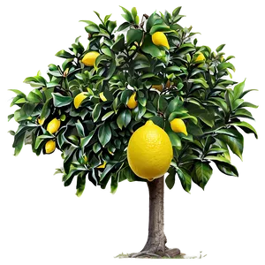 Lemon Orchard Tree Design Png Wkh PNG image