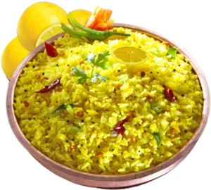 Lemon Rice Dish Indian Cuisine PNG image