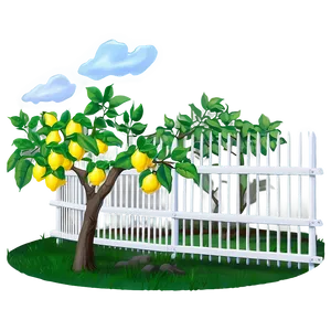 Lemon Tree With Fence PNG Bbj82