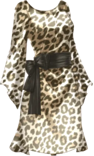 Leopard Print Dress With Black Belt
