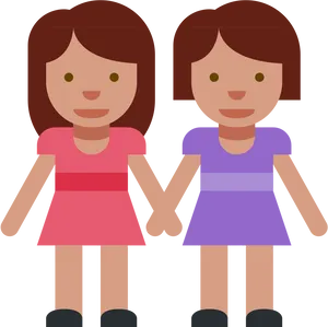 Lesbian Couple Cartoon Holding Hands PNG image