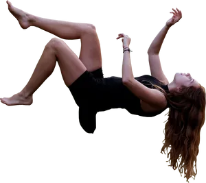 Levitating Woman Black Background PNG image