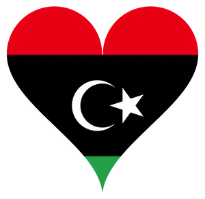 Libyan Flag Heart Shaped Graphic PNG image