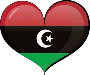 Libyan Flag Heart Shaped Graphic PNG image