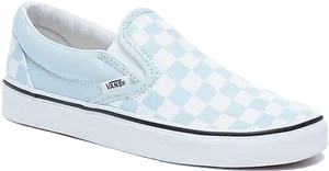 Light Blue Checkerboard Vans Slip On PNG image