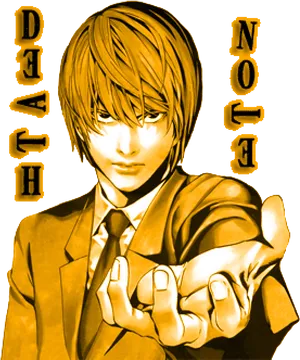 Light Yagami Death Note Anime Art PNG image