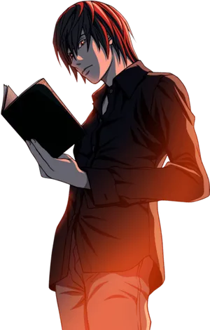 Light Yagami Holding Death Note PNG image