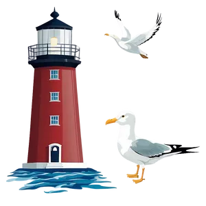 Lighthouse With Seagulls Png 50 PNG image